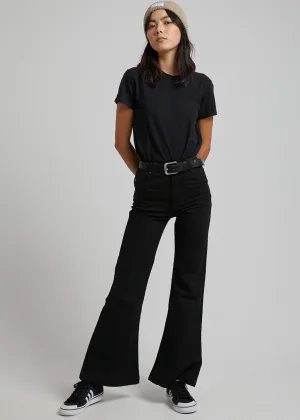 Afends Womens Marsha - Twill Flared Jeans - Black