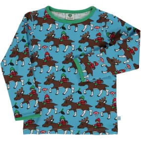 Reindeer Long Sleeve Shirt - Blue Grotto