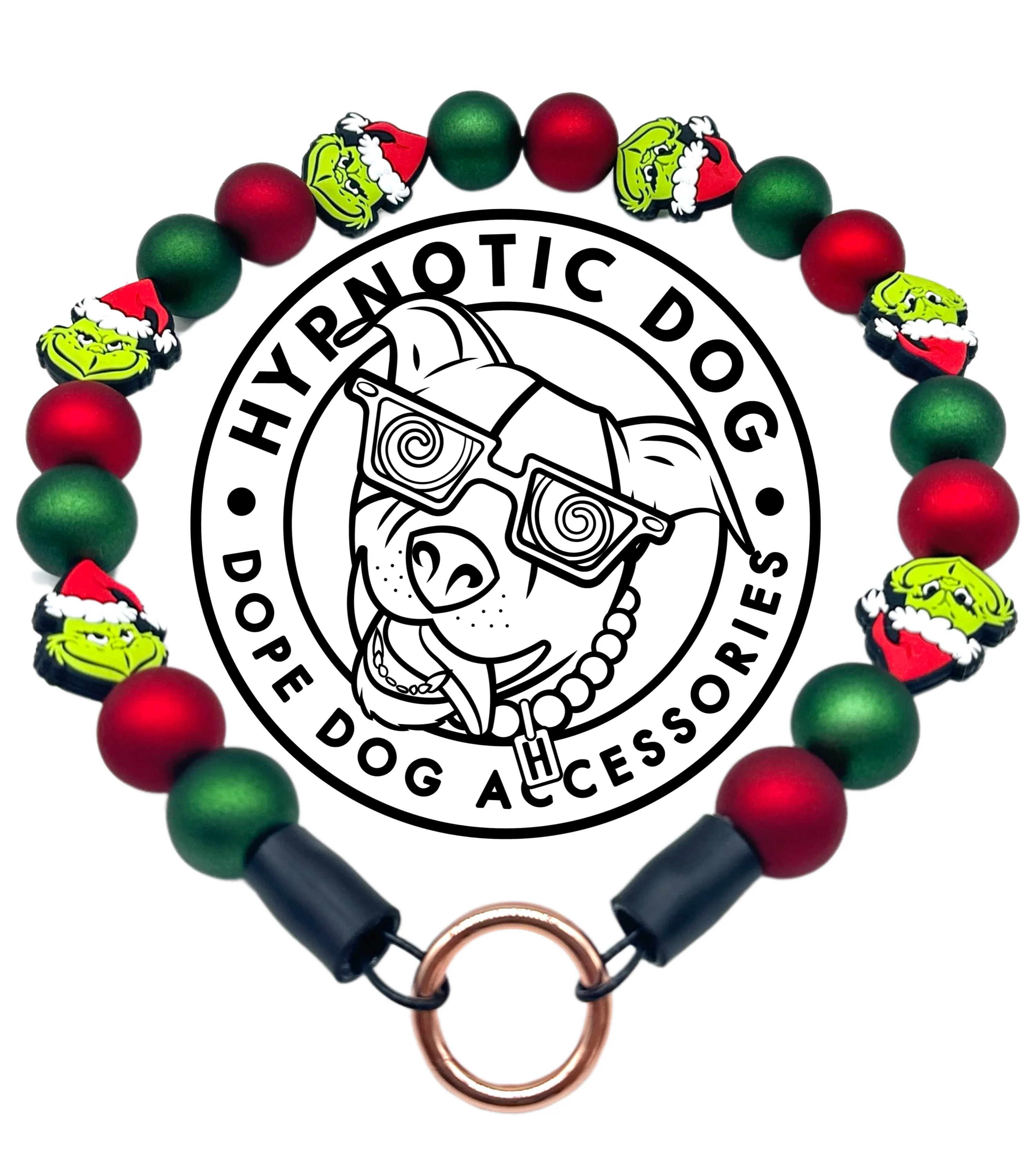 🟧 18" Slip On (Black O-Ring) Grinchmas 🎄 Bead Collar - PRE-MADE/FINAL SALE