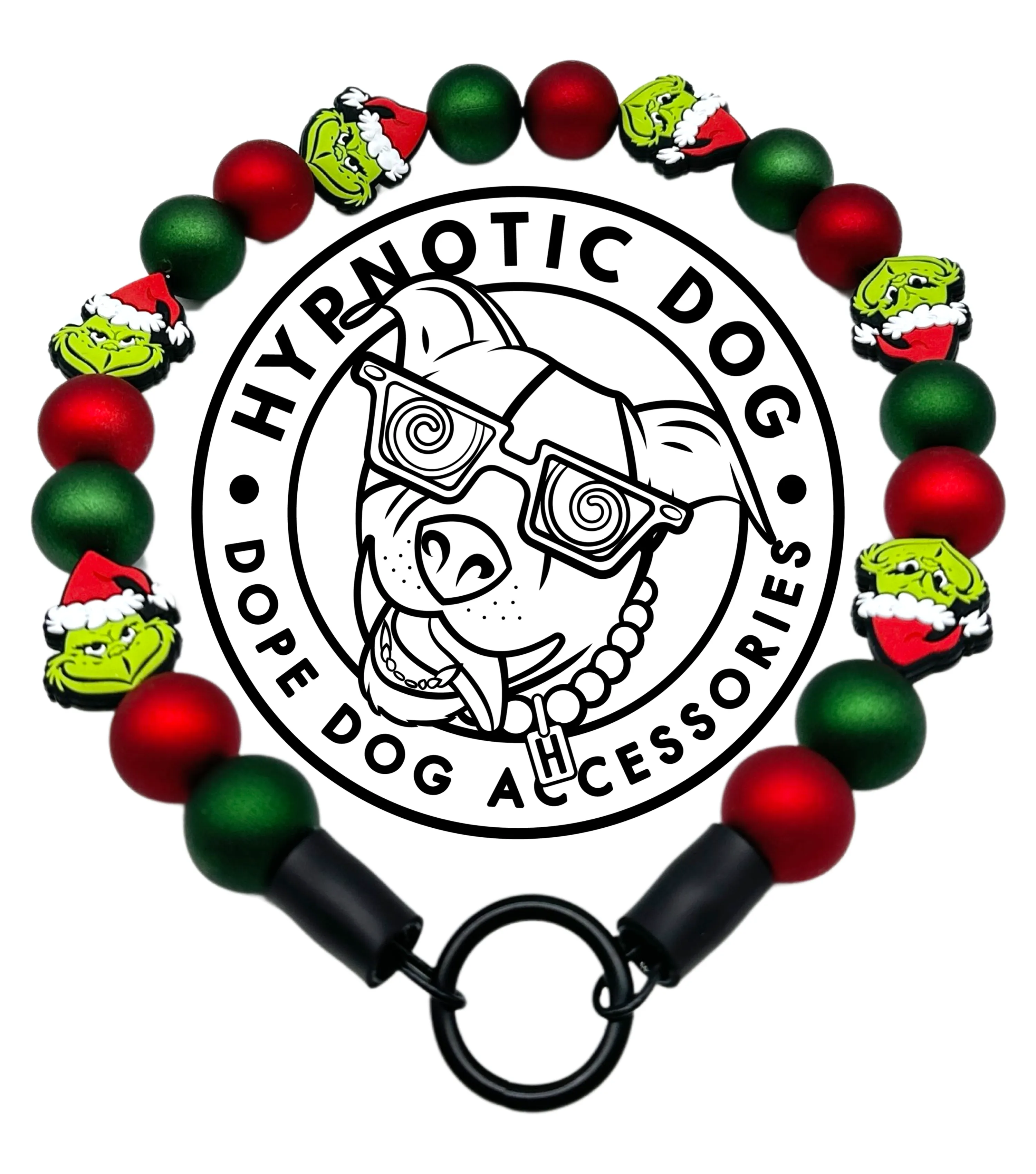 🟧 18" Slip On (Black O-Ring) Grinchmas 🎄 Bead Collar - PRE-MADE/FINAL SALE