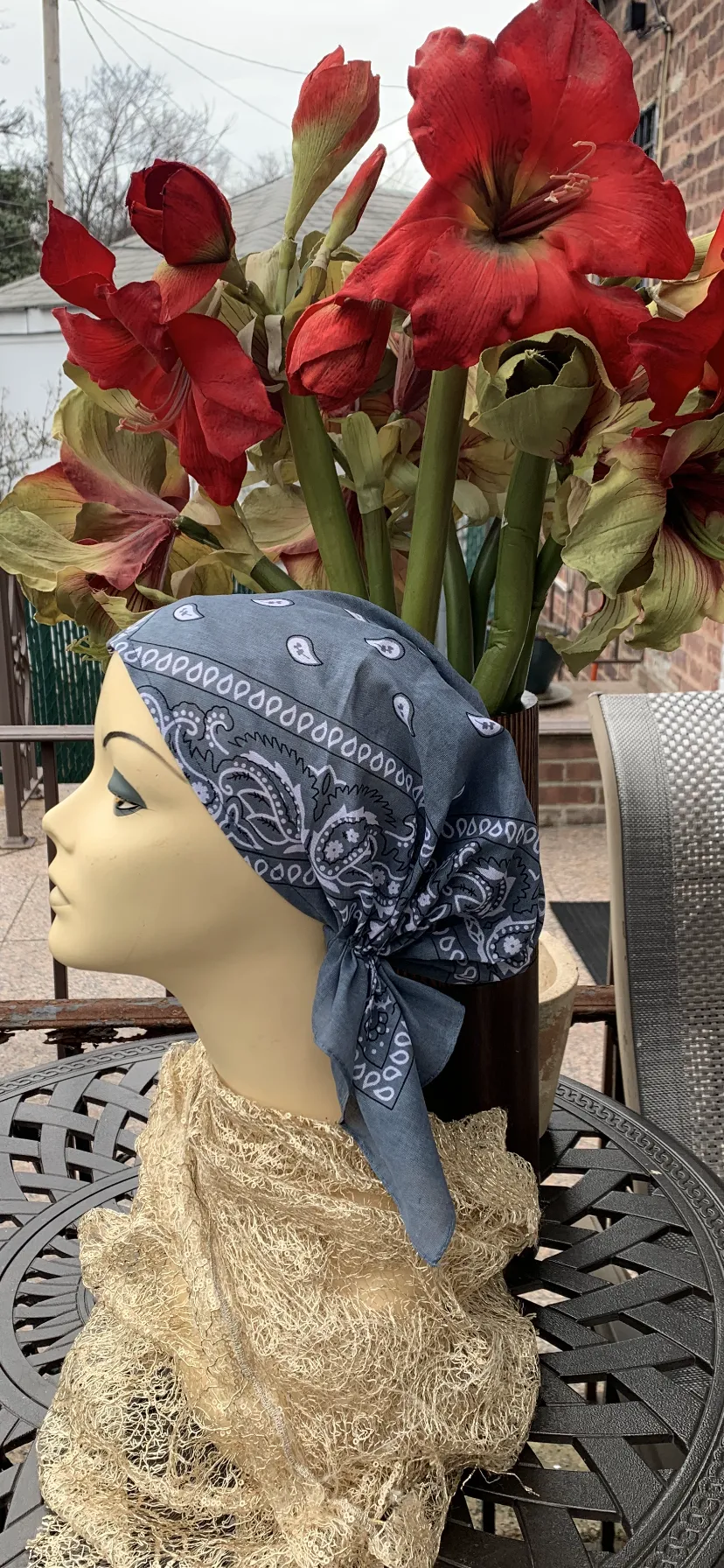 100% Cotton Pre Tied Tichel | Fitted Silver Grey Hijab Scarf | Adjustable Head Covering For Women| Made in USA