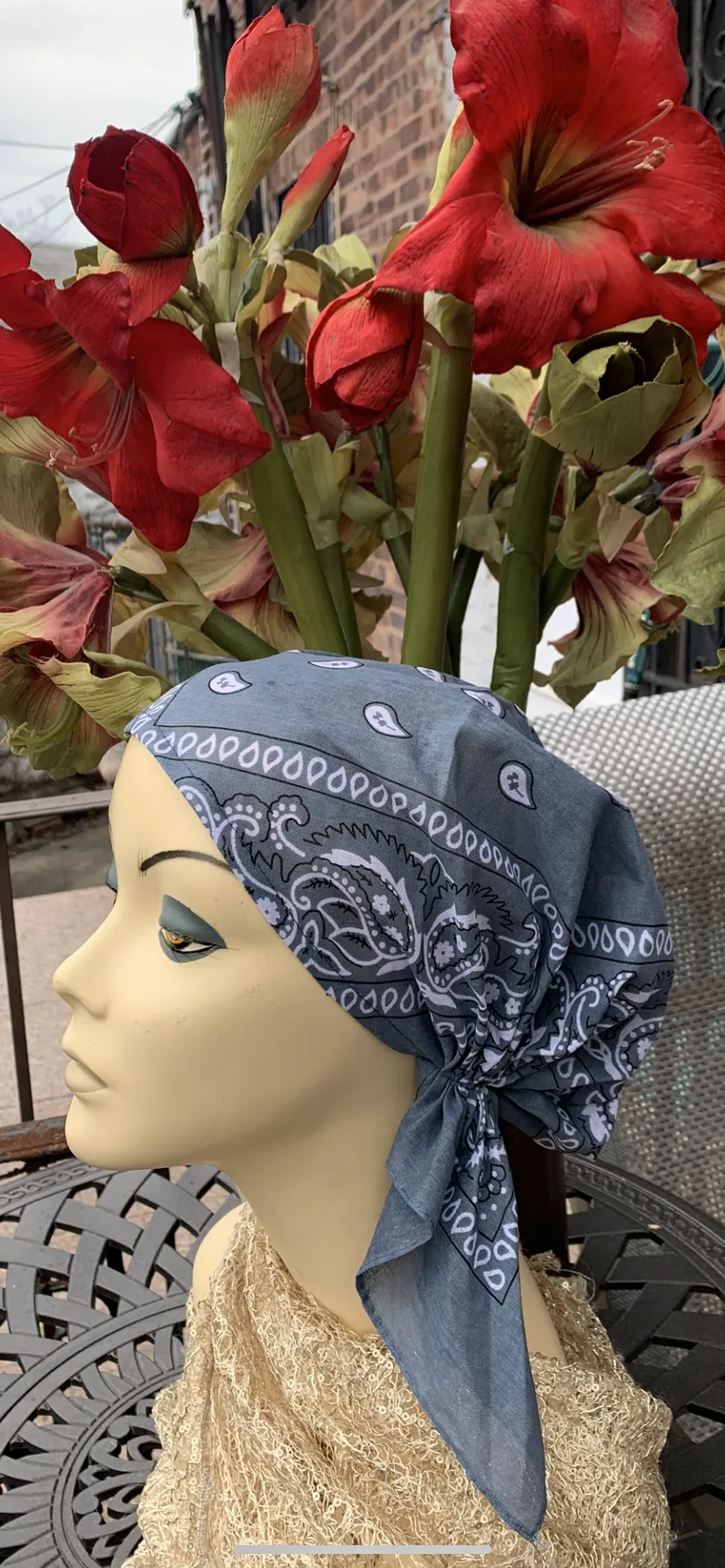 100% Cotton Pre Tied Tichel | Fitted Silver Grey Hijab Scarf | Adjustable Head Covering For Women| Made in USA