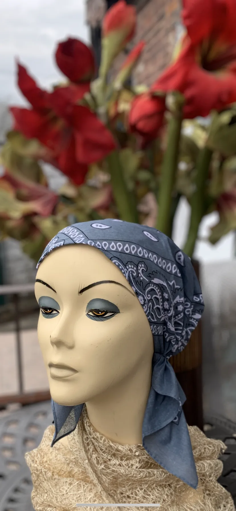 100% Cotton Pre Tied Tichel | Fitted Silver Grey Hijab Scarf | Adjustable Head Covering For Women| Made in USA