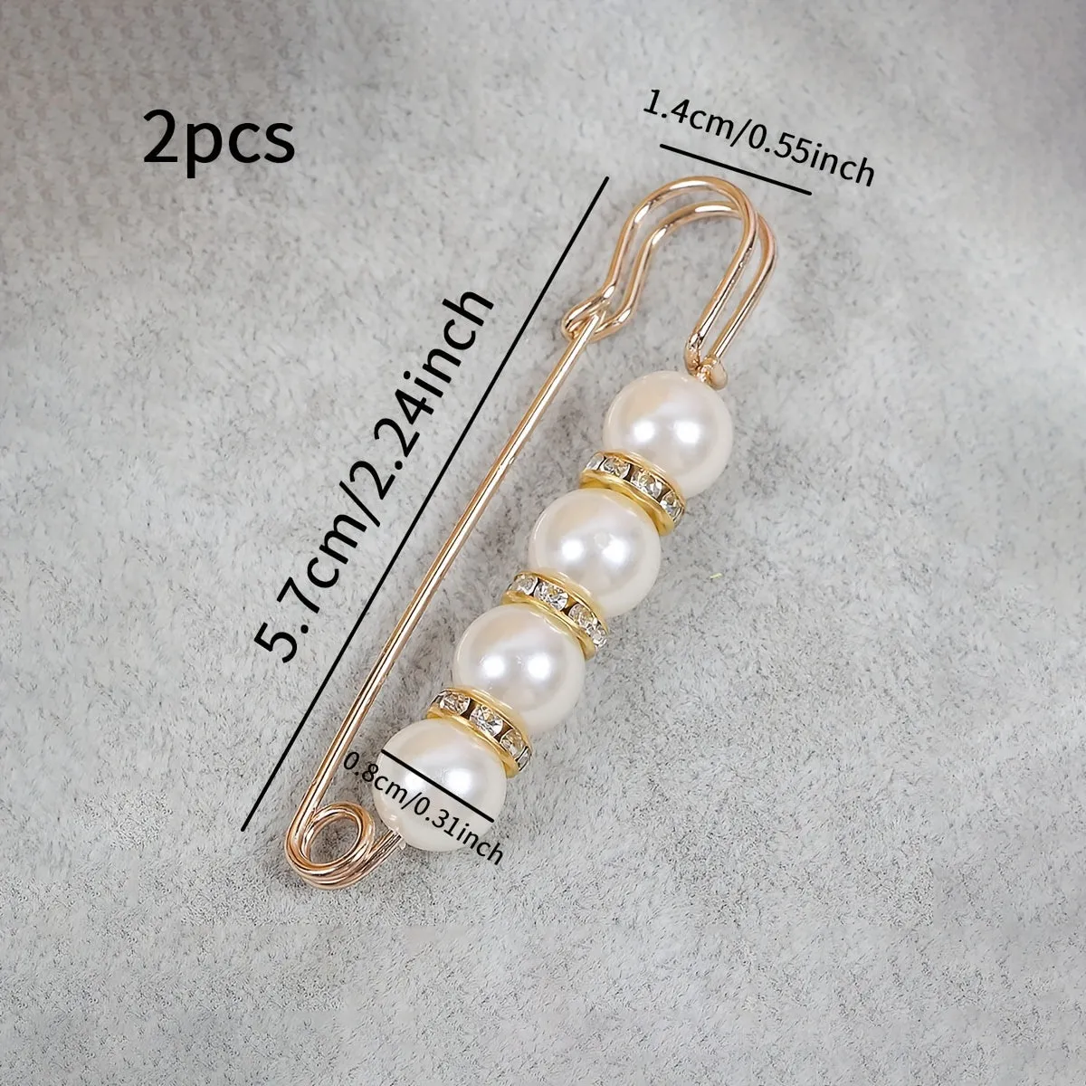 2PCS Waist Tightening Pins Essential Faux Pearl Buckle for Women