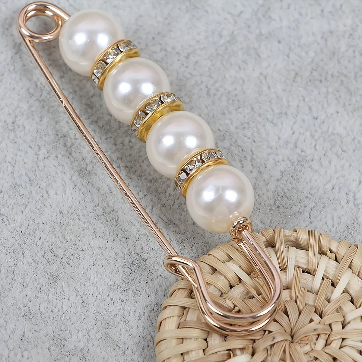 2PCS Waist Tightening Pins Essential Faux Pearl Buckle for Women