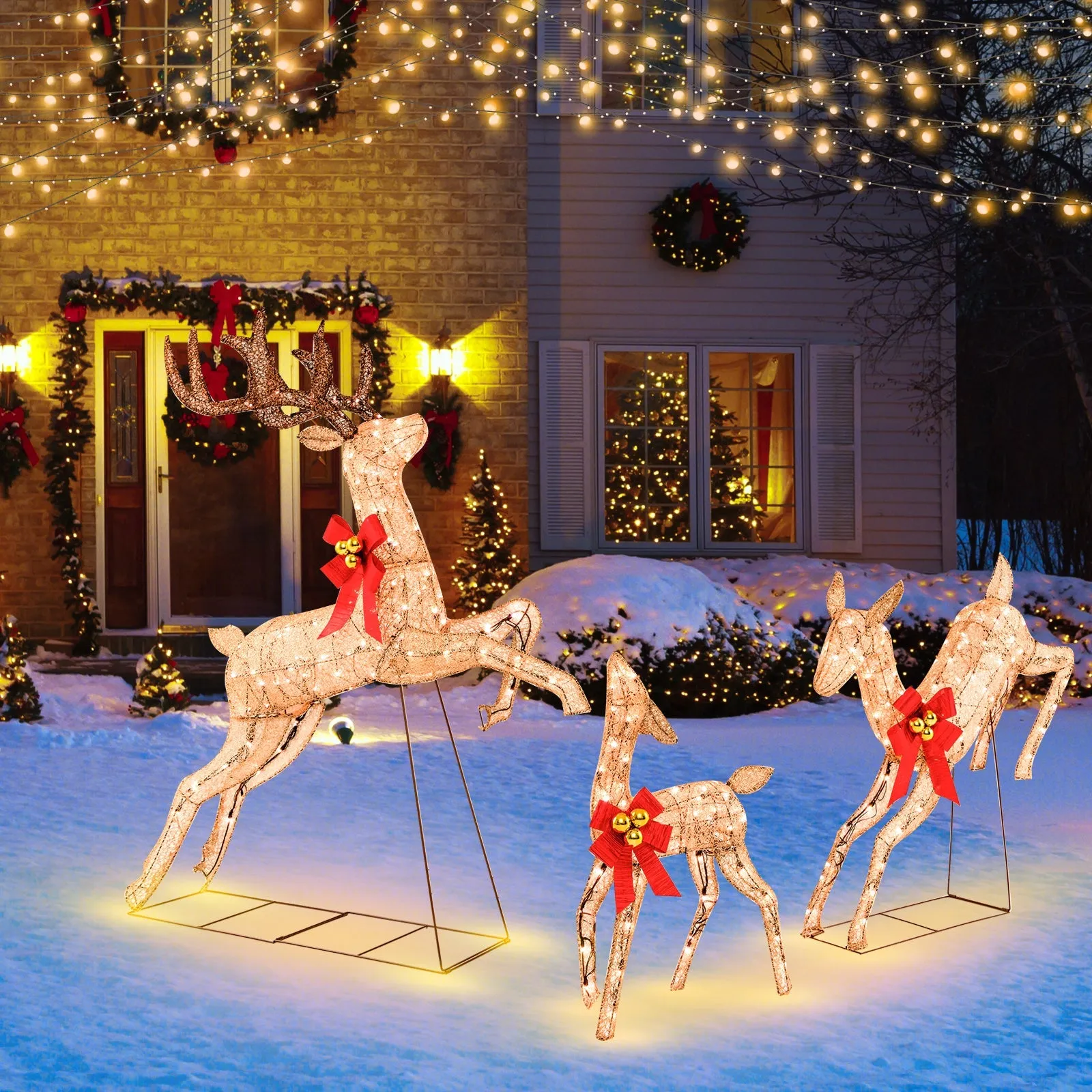 3 PCS Lighted Reindeer for Christmas Decoration