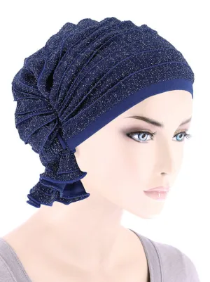 Abbey Cap Ruffle Blue w/Silver Shimmer