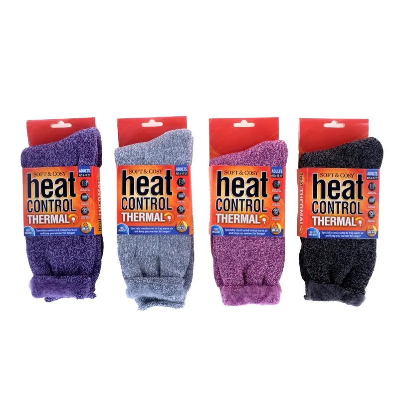 Adults Heat Control Premium Socks Thick Brushed Lining Crew Cut