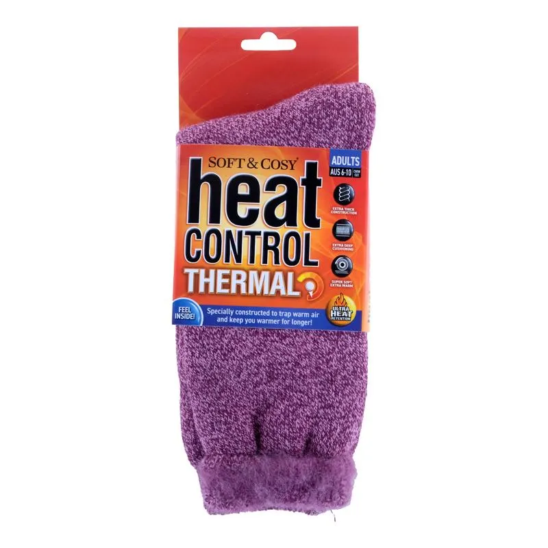 Adults Heat Control Premium Socks Thick Brushed Lining Crew Cut