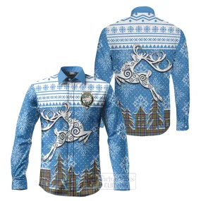 Aikenhead Clan Christmas Long Sleeve Button Shirt Celtic Reindeer Style