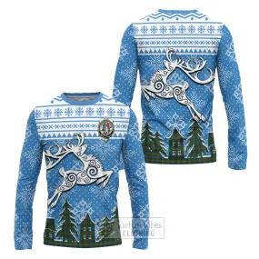 Aiton Clan Christmas Long Sleeve T-Shirt Celtic Reindeer Style