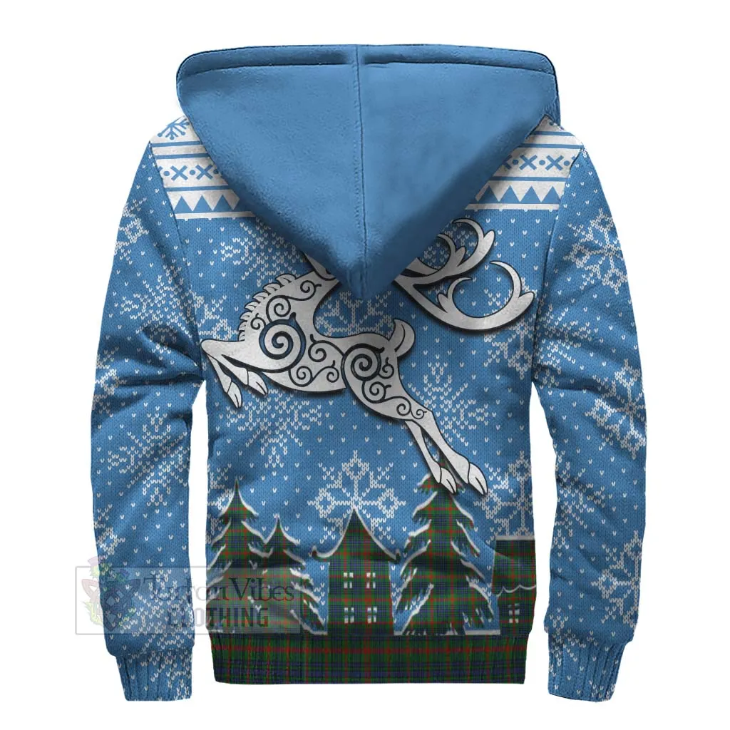 Aiton Clan Christmas Sherpa Hoodie Celtic Reindeer Style