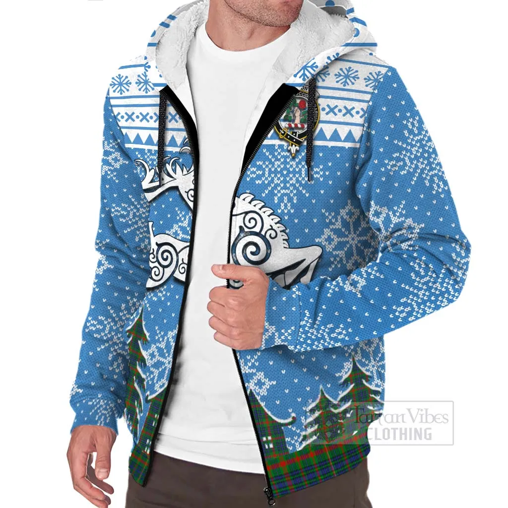 Aiton Clan Christmas Sherpa Hoodie Celtic Reindeer Style