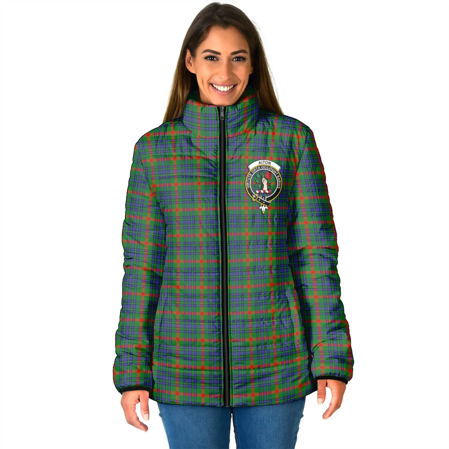 Aiton Tartan Padded Jacket with Family Crest