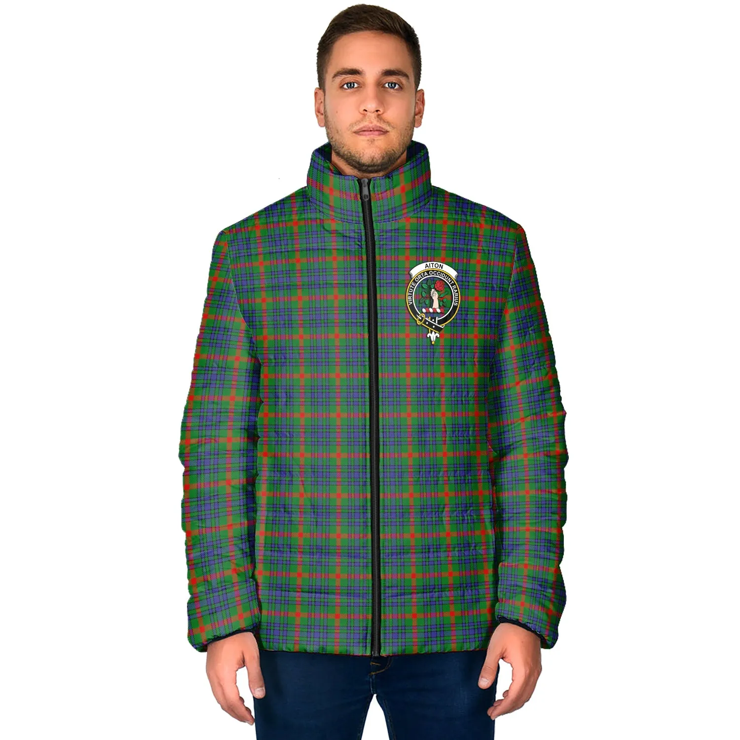 Aiton Tartan Padded Jacket with Family Crest