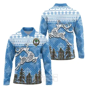 Anderson Clan Christmas Long Sleeve Polo Shirt Celtic Reindeer Style