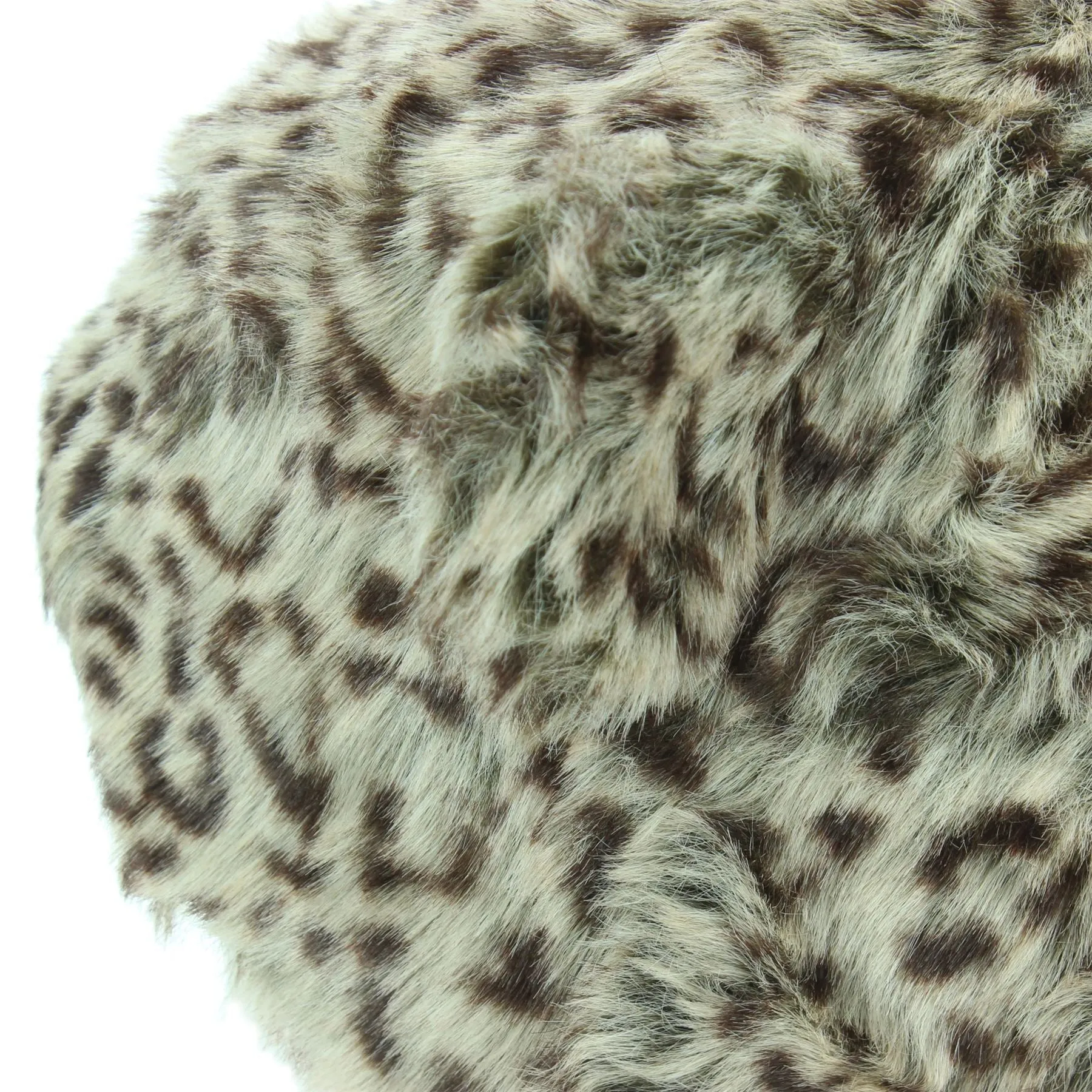 Animal Print Beanie Hat with Ears - Brown