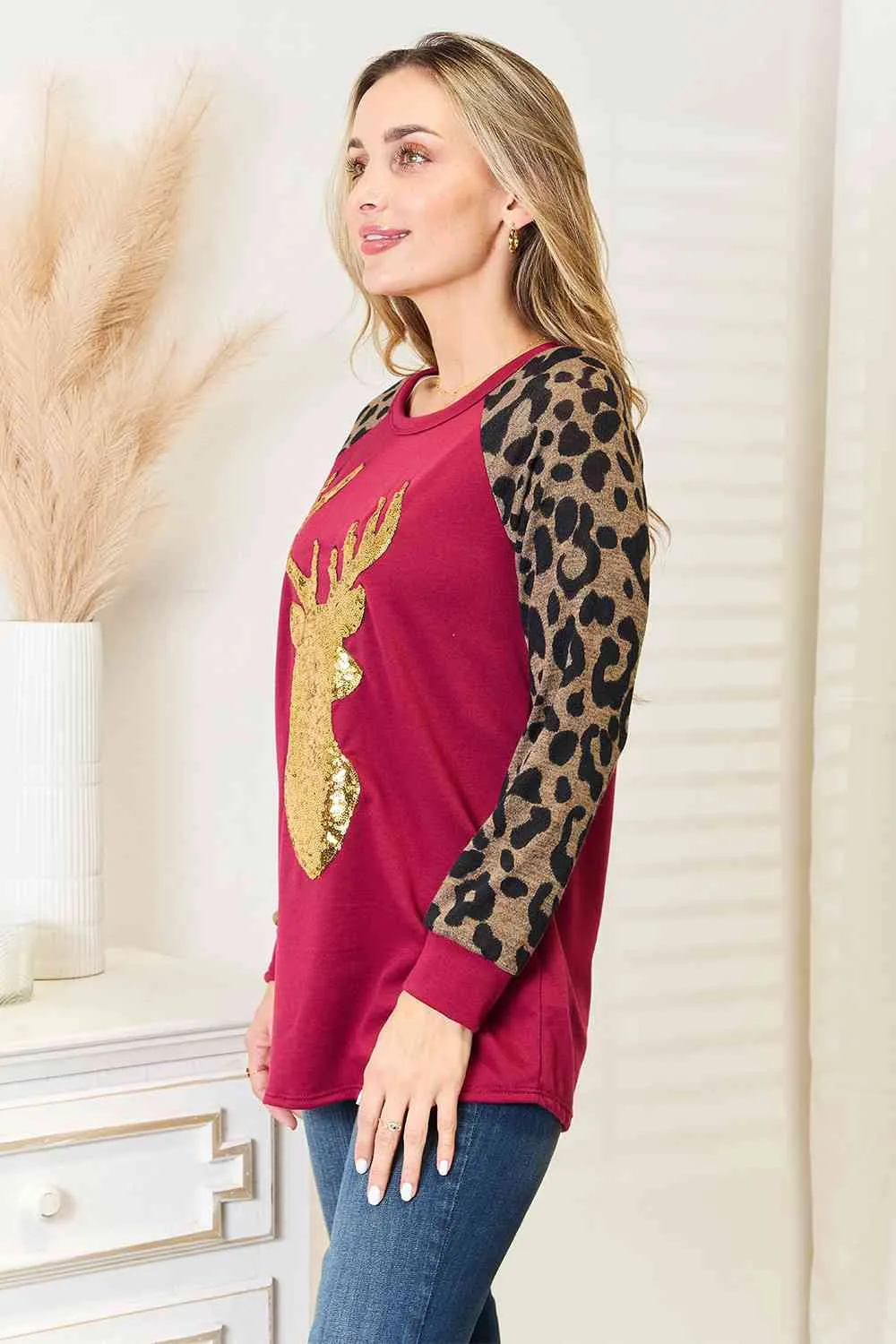 Animal Print Reindeer Top