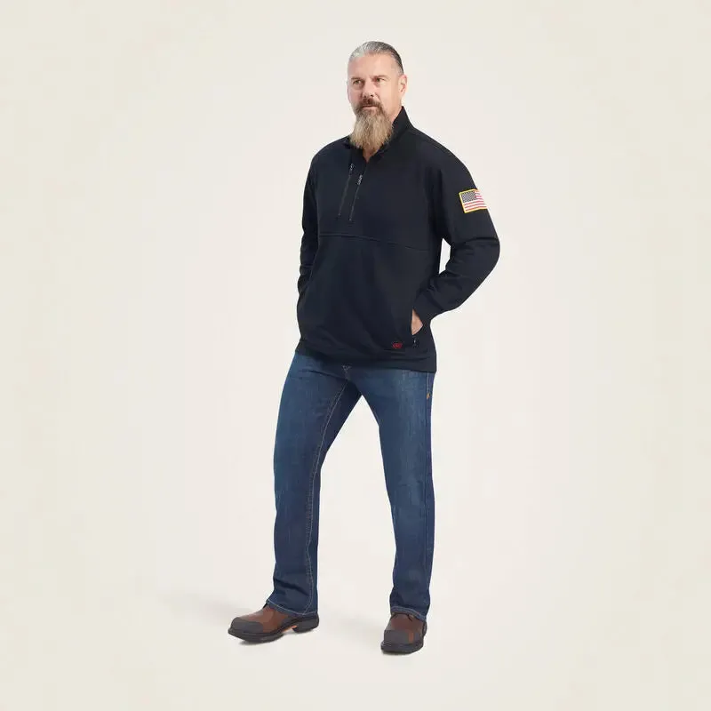 ARIAT - FR Durastrech Fleece 1/2 Zip Job Shirt - BLACK