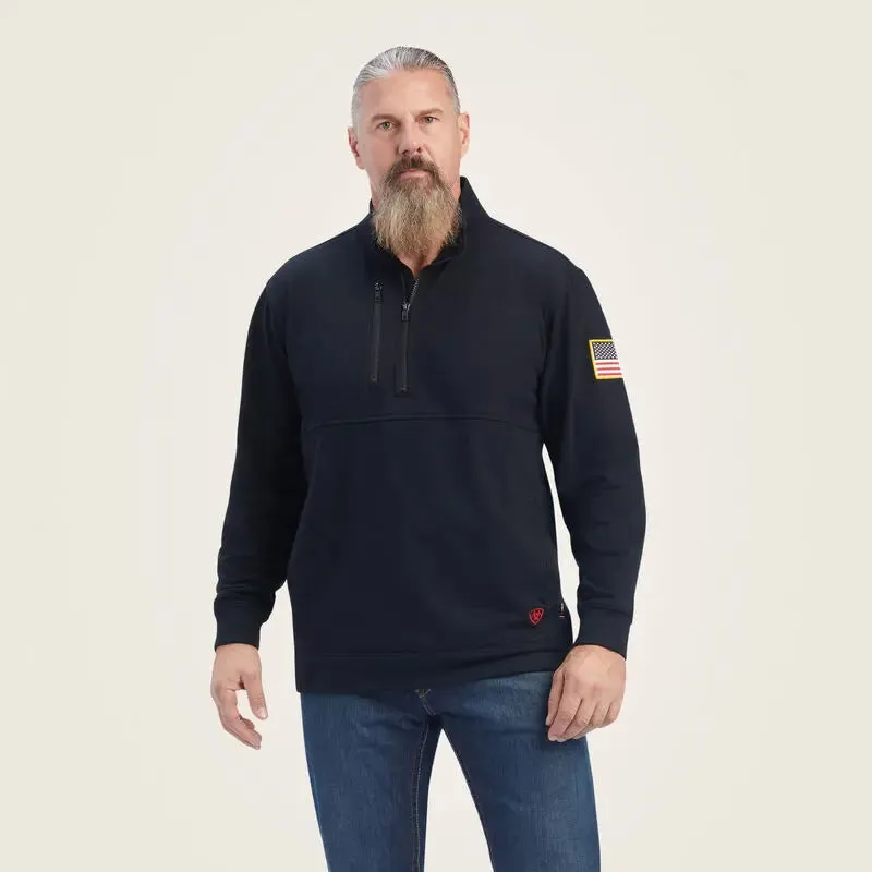 ARIAT - FR Durastrech Fleece 1/2 Zip Job Shirt - BLACK