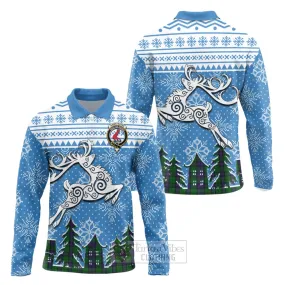 Armstrong Clan Christmas Long Sleeve Polo Shirt Celtic Reindeer Style