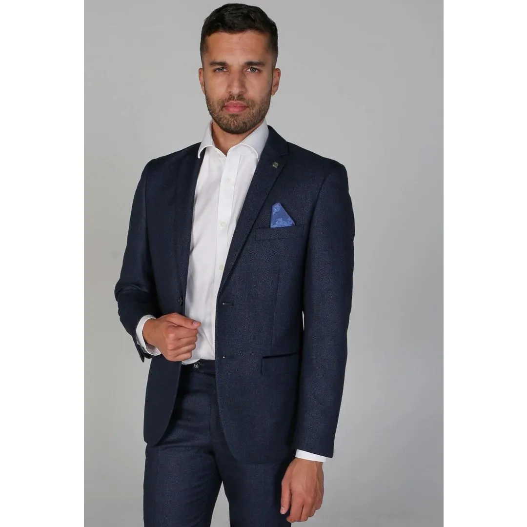 Arthur - Men's Birdseye Navy Formal Blazer