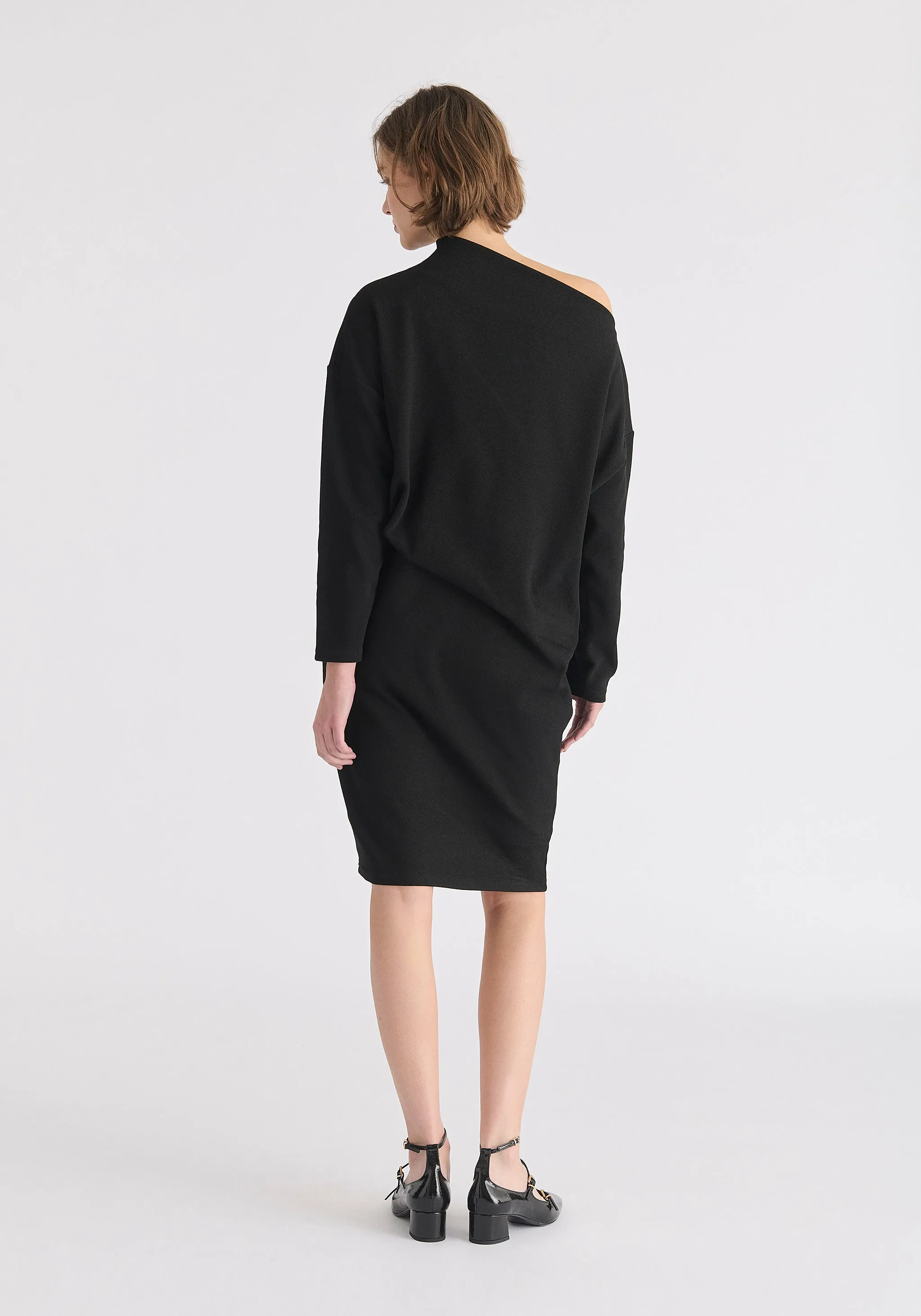 Asymmetric Neck Jumper Dress