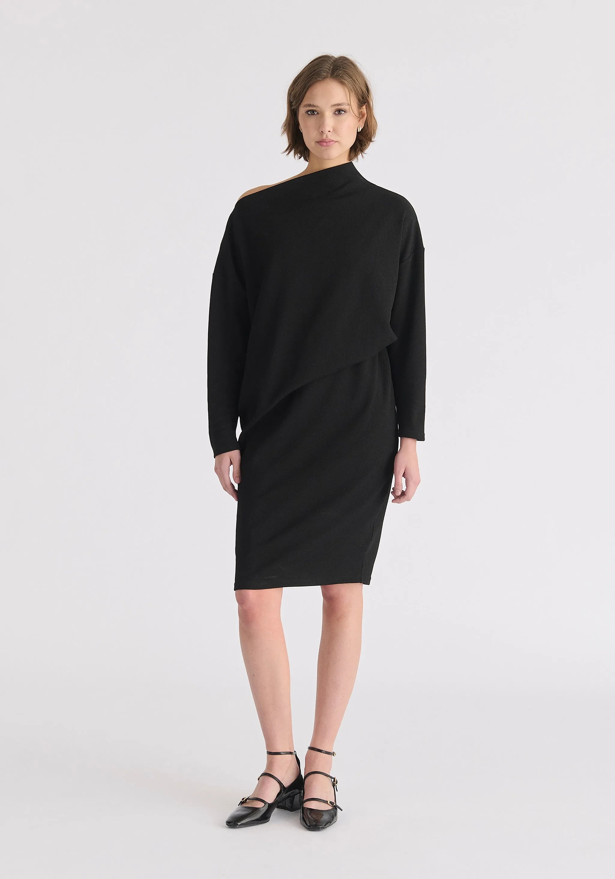 Asymmetric Neck Jumper Dress