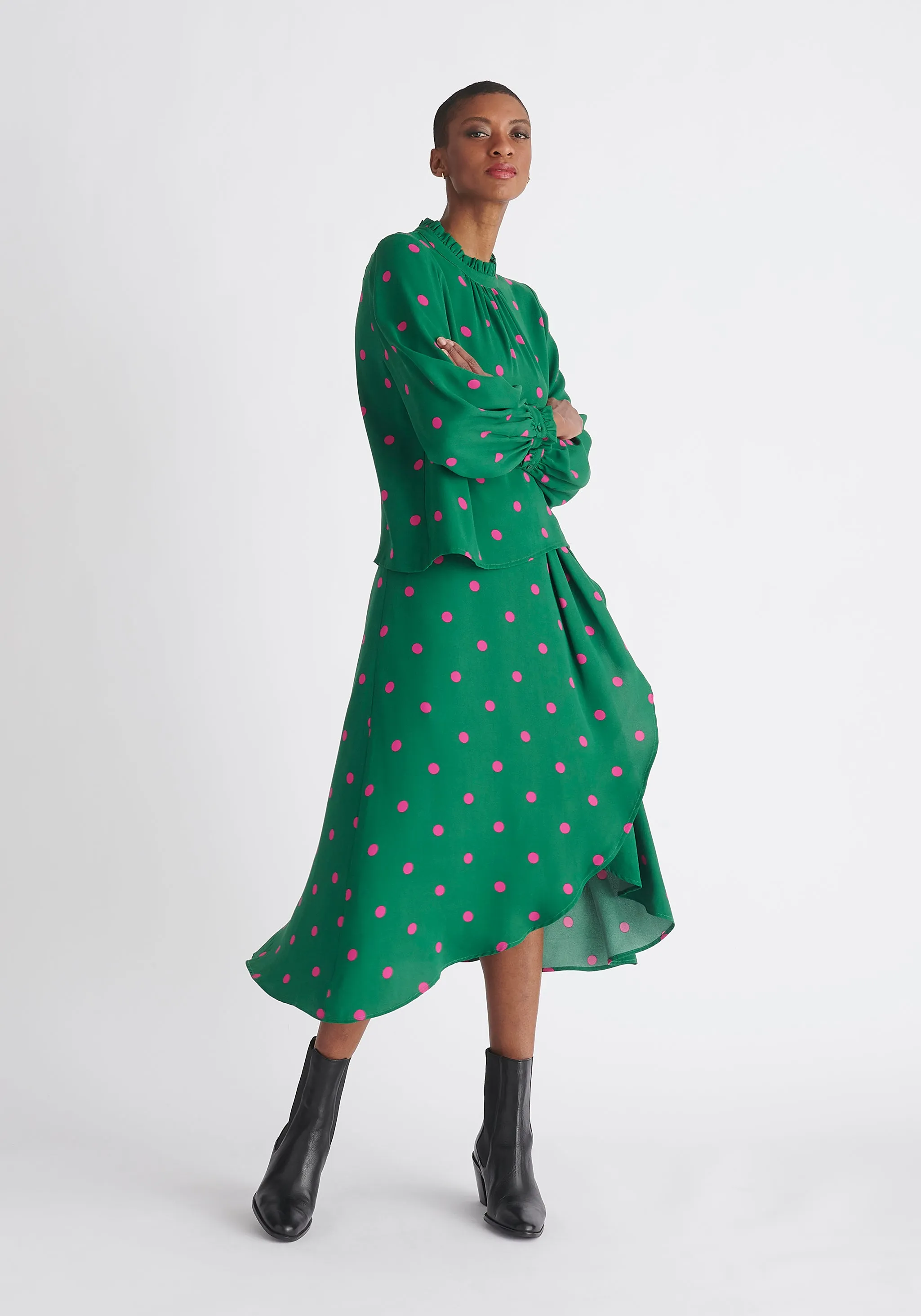 Asymmetric Polka Dot Skirt