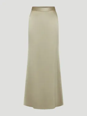 At Last Maxi Silk Skirt in Sage