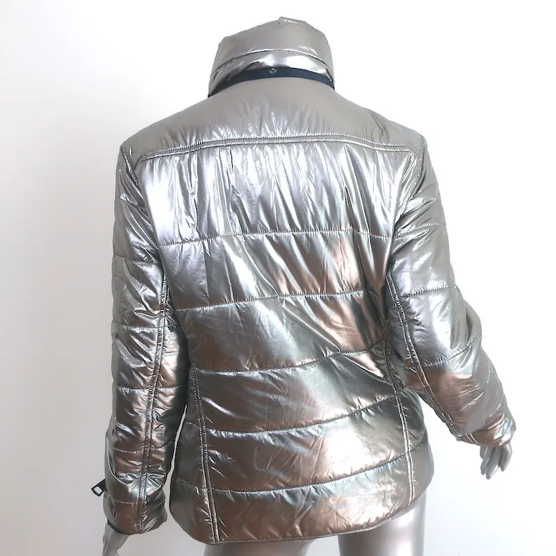 Authier Sestriere Metallic Puffer Jacket Silver Size 46