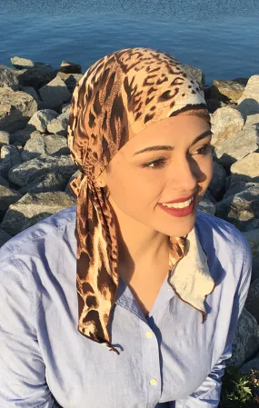 Autumn Fall Fashion Chic Animal Print Pre-Tied Head Wrap | Modern Style Hair Scarf | Made in USA by Uptown Girl Headwear