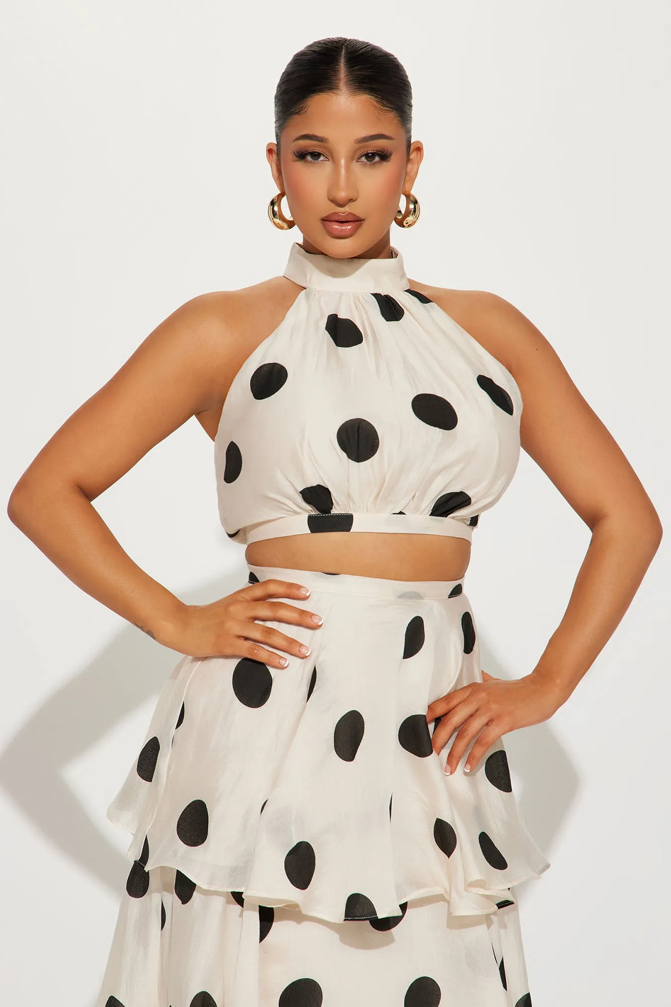 Ava Polka Dot Skirt Set - Cream/combo