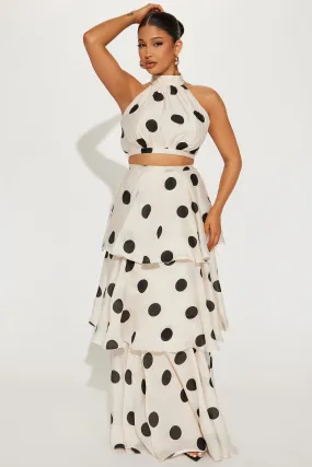 Ava Polka Dot Skirt Set - Cream/combo