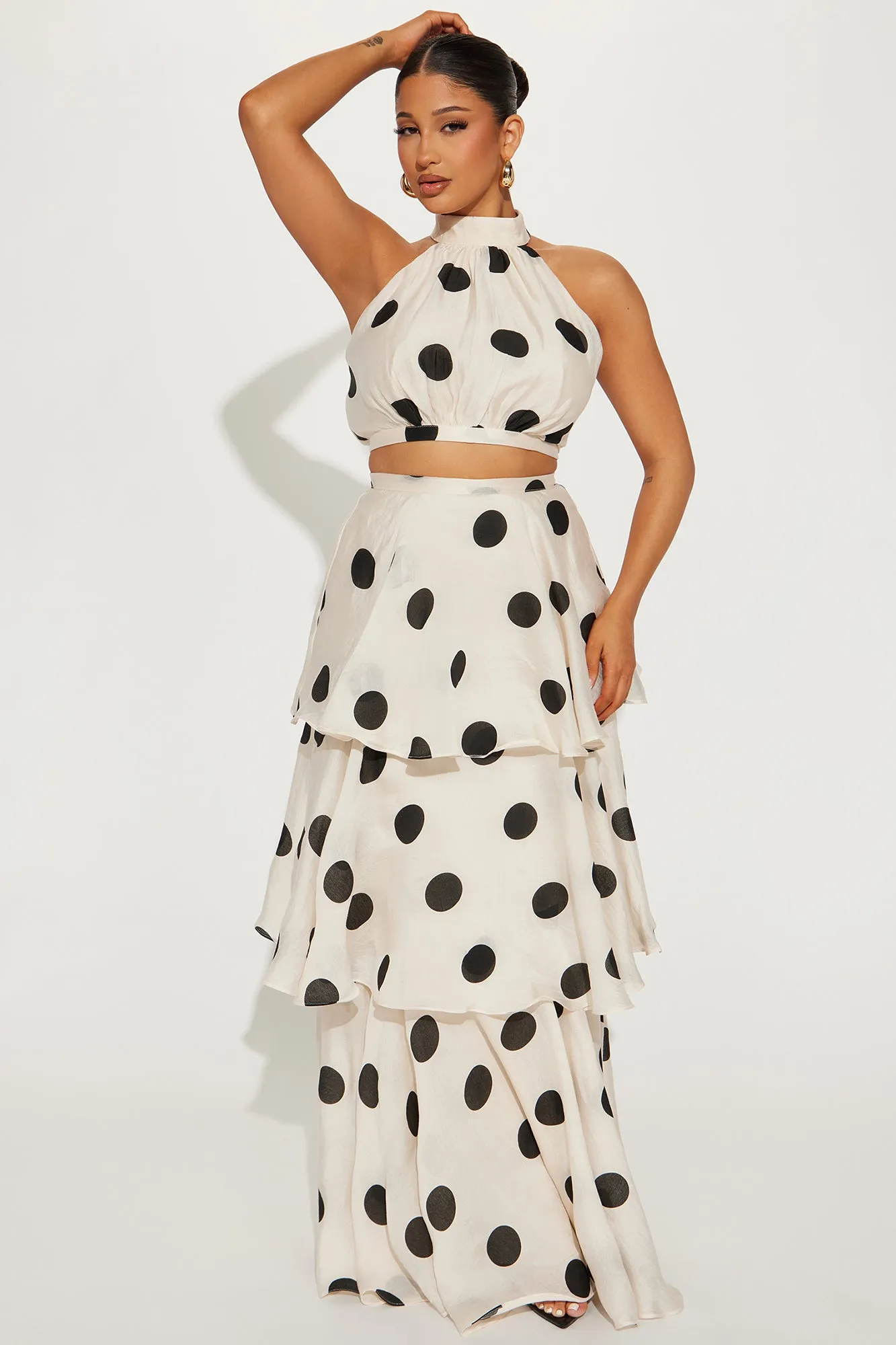 Ava Polka Dot Skirt Set - Cream/combo