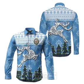 Baillie (Bailey) Clan Christmas Long Sleeve Button Shirt Celtic Reindeer Style