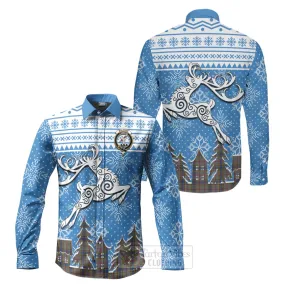 Balfour Clan Christmas Long Sleeve Button Shirt Celtic Reindeer Style