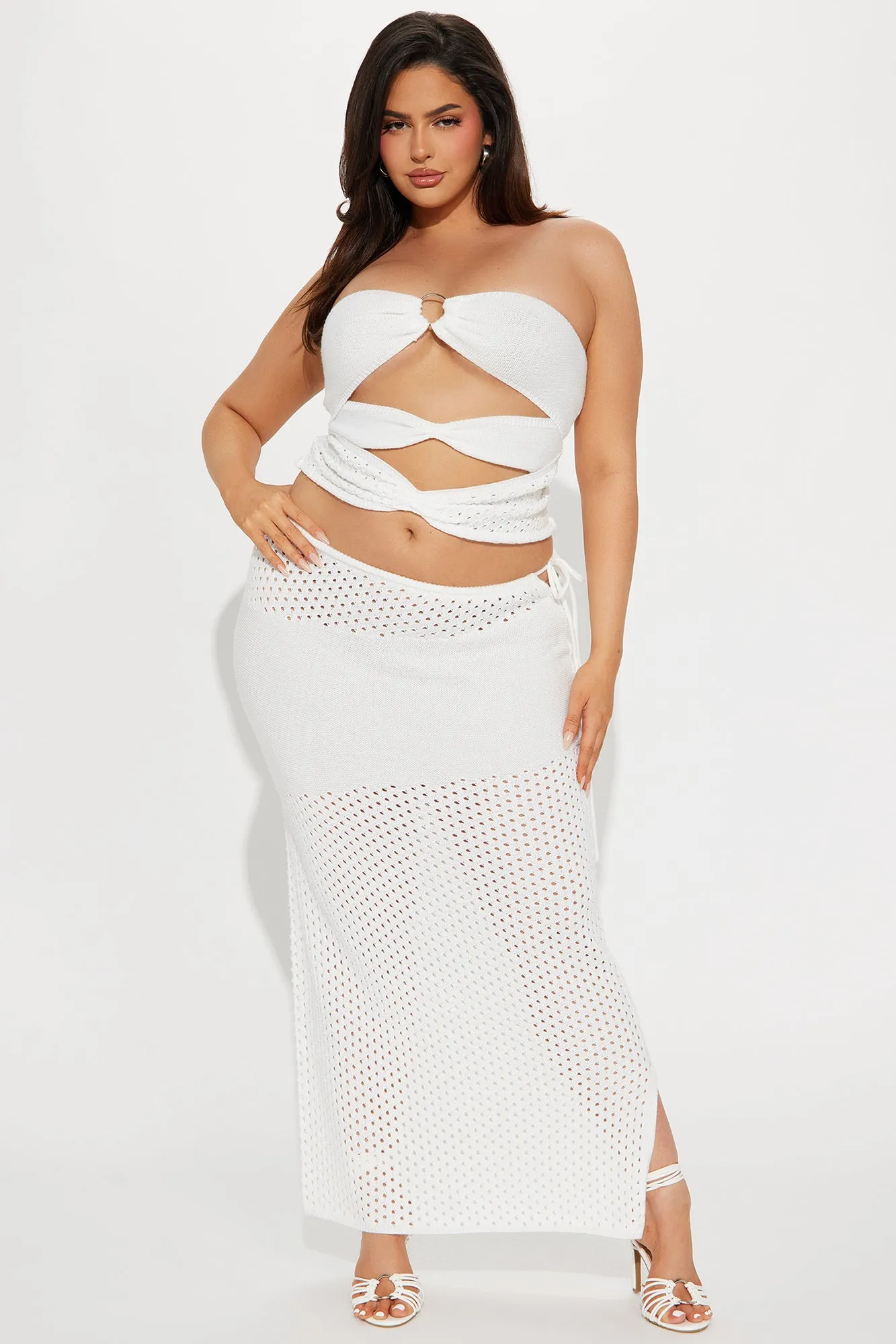 Bali Getaway Crochet Skirt Set - White