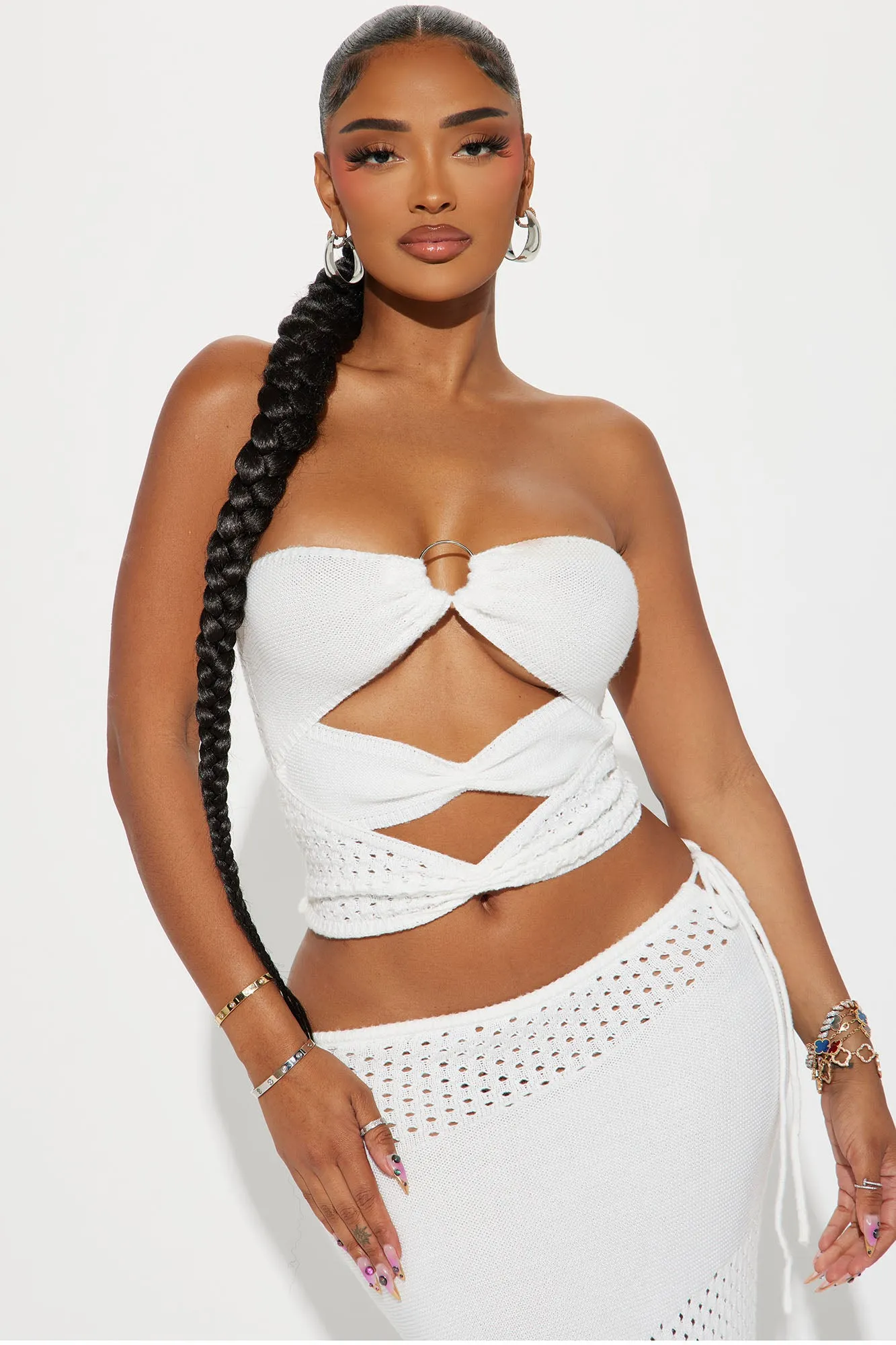 Bali Getaway Crochet Skirt Set - White