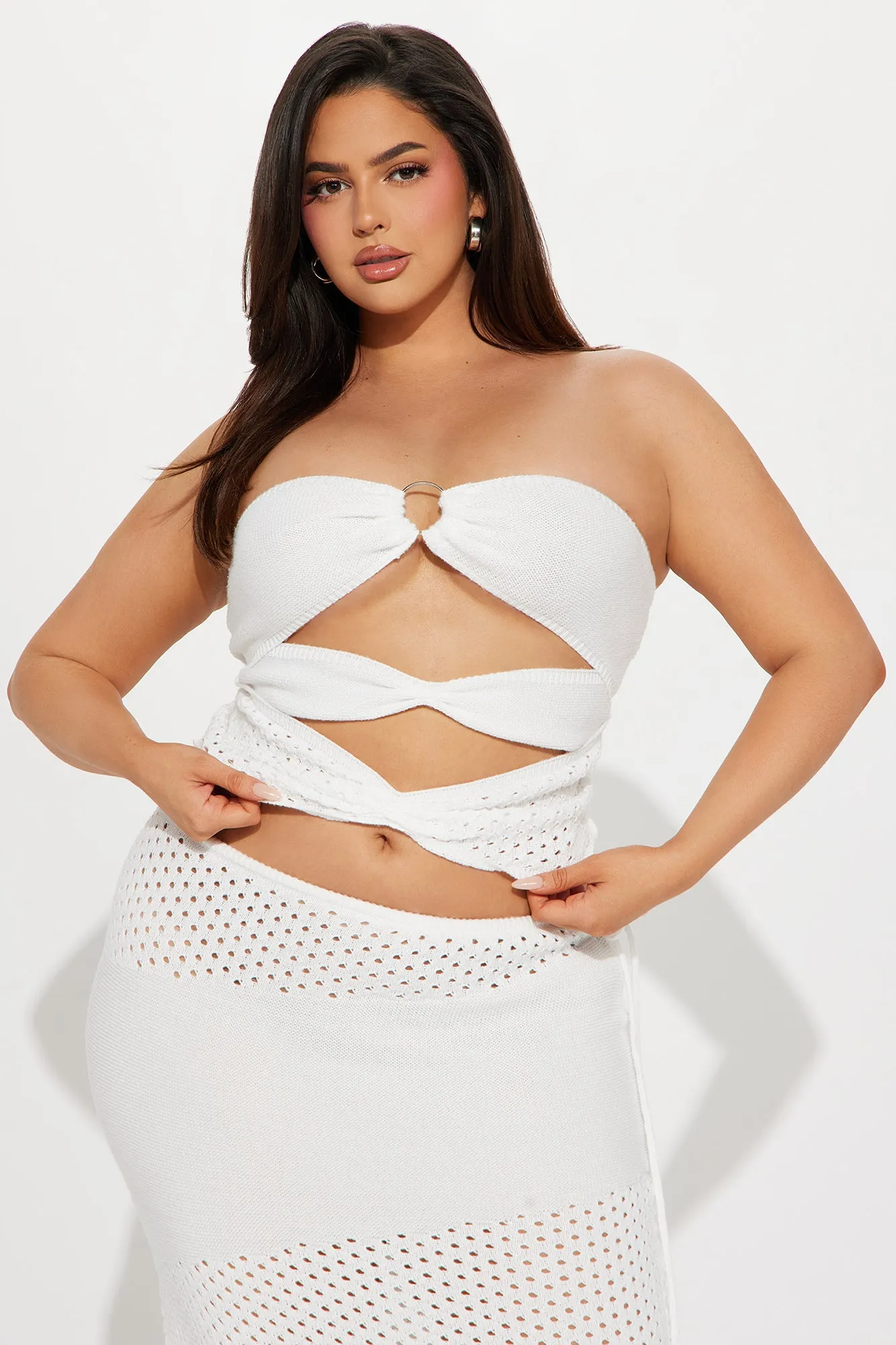 Bali Getaway Crochet Skirt Set - White