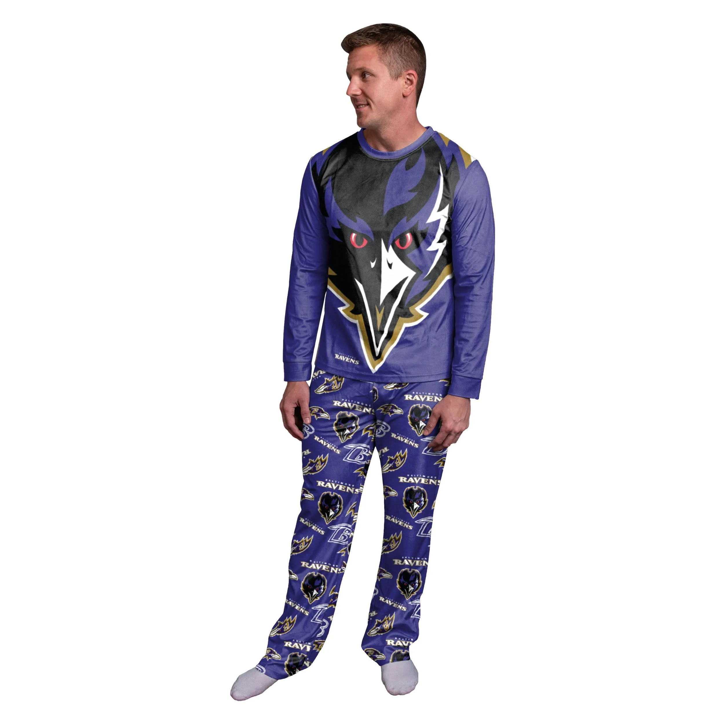 Baltimore Ravens NFL Mens Poe Mascot Pajamas