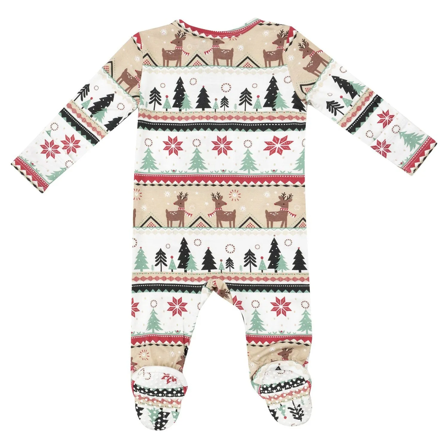 Bamboo 2 Way Zipper Footie - Reindeer Fair Isle - Multi