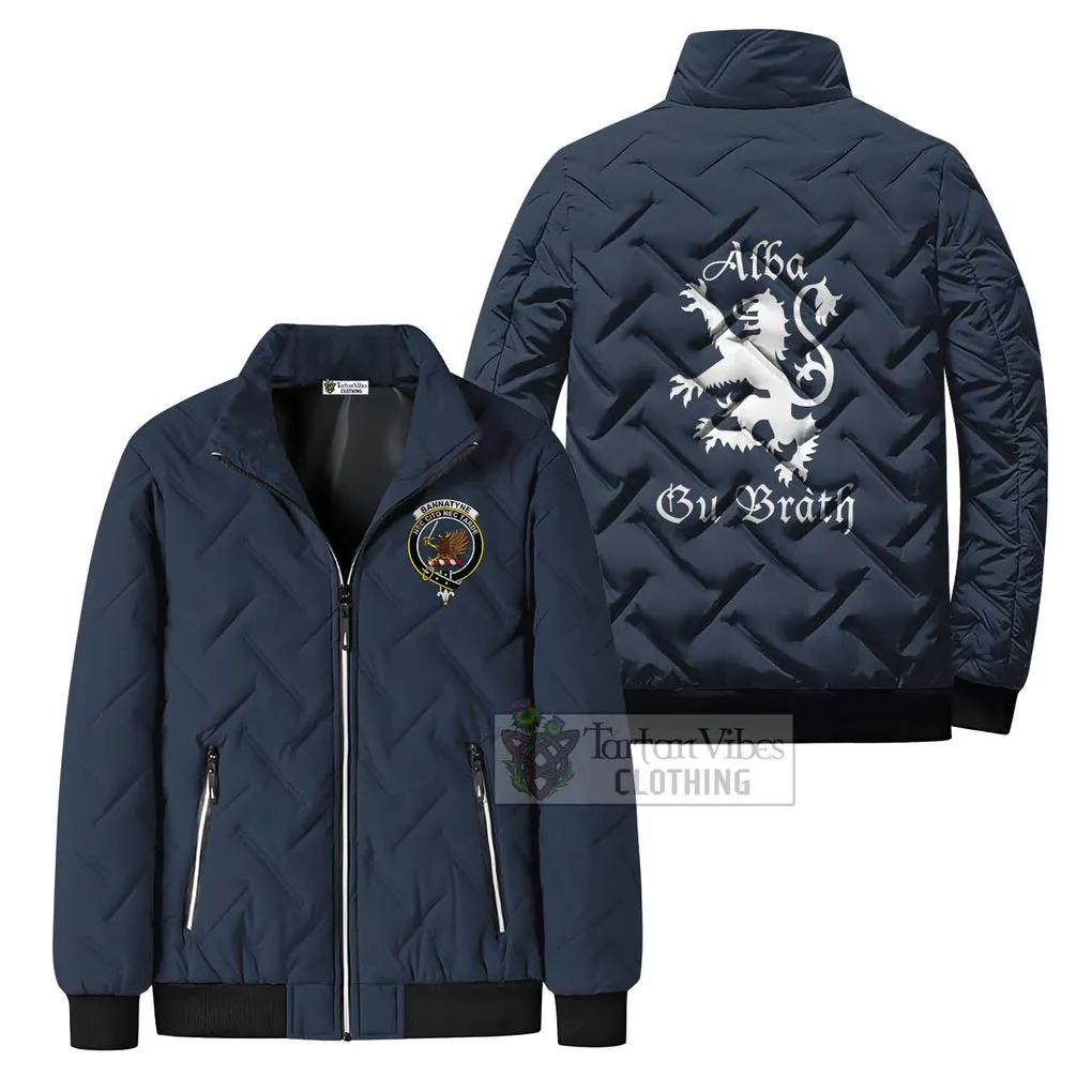 Bannatyne Family Crest Padded Cotton Jacket Lion Rampant Alba Gu Brath Style