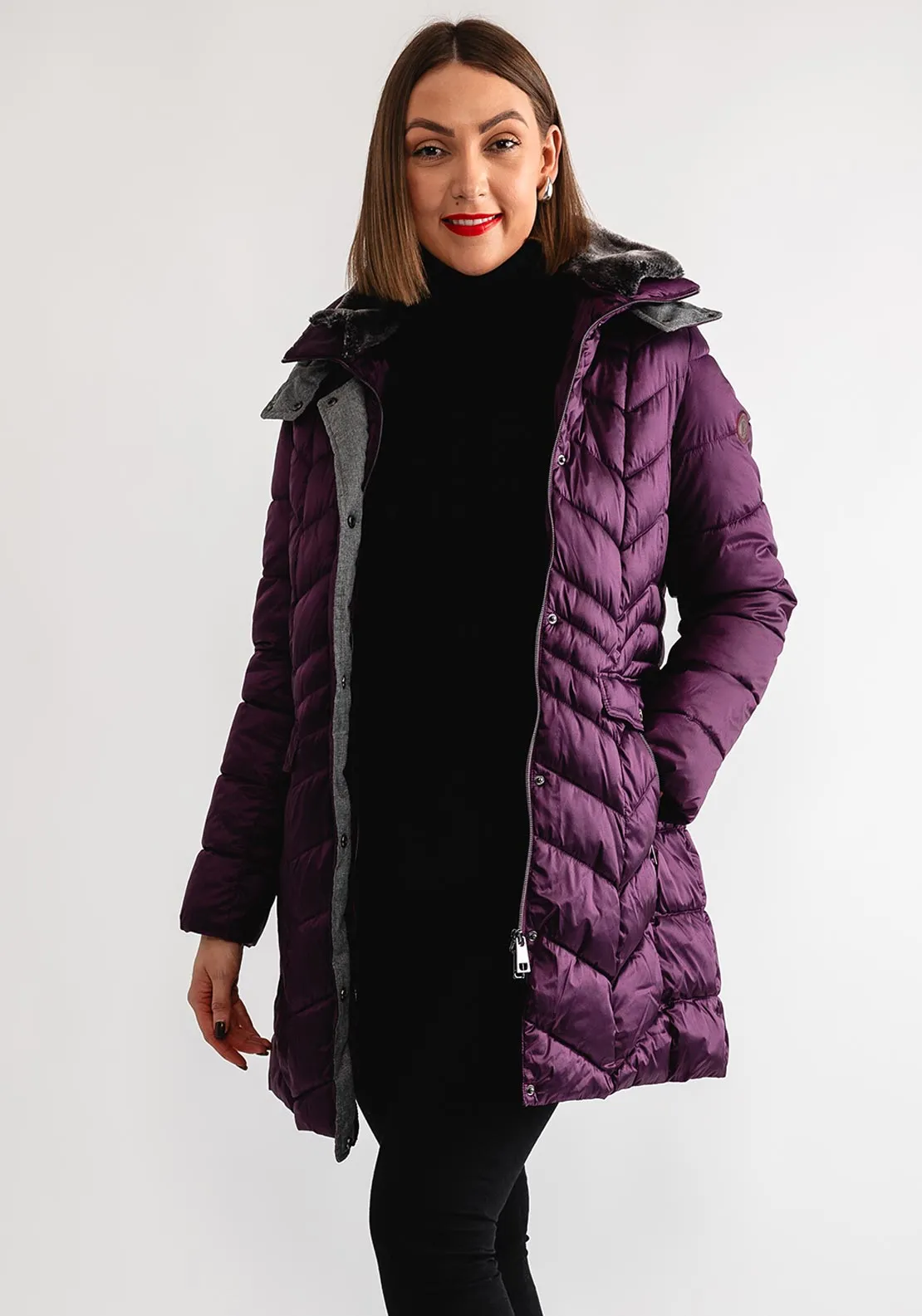 Barbara Lebek Metallic Padded Coat, Purple