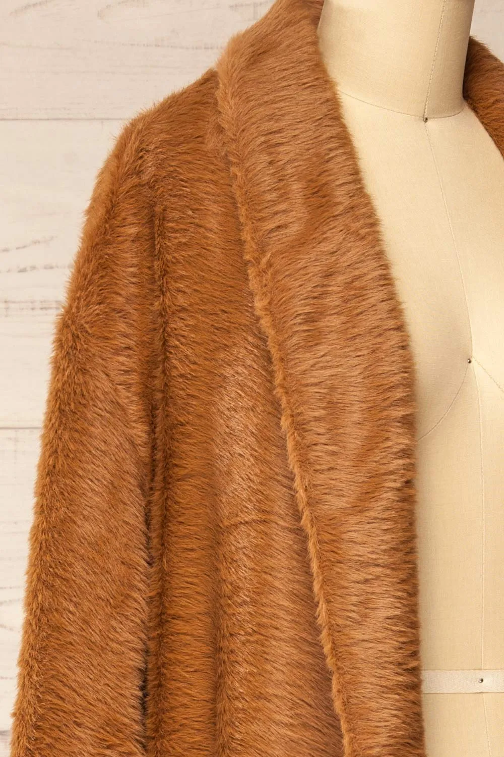 Bartin Brown | Open-Front Faux Fur Coat