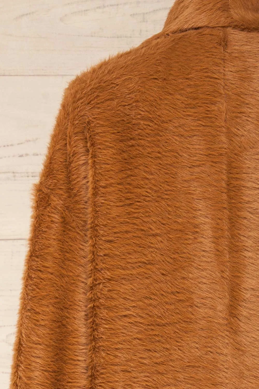 Bartin Brown | Open-Front Faux Fur Coat