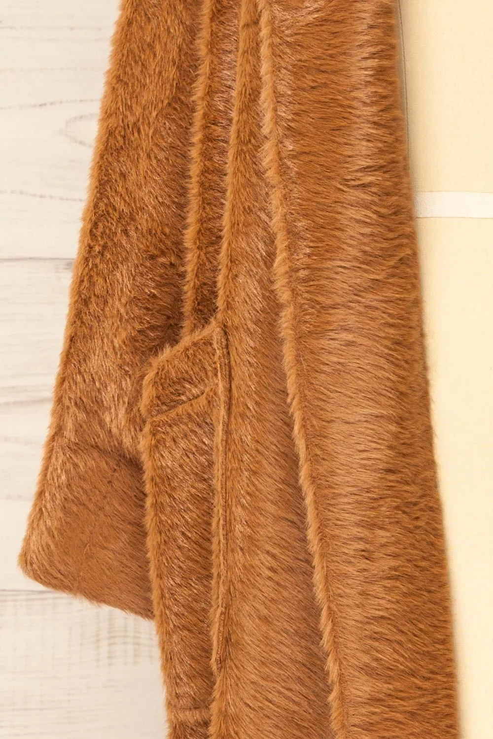 Bartin Brown | Open-Front Faux Fur Coat