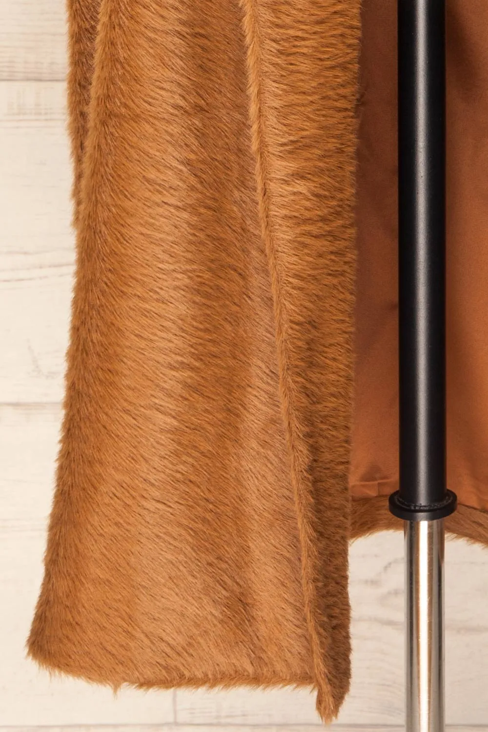 Bartin Brown | Open-Front Faux Fur Coat