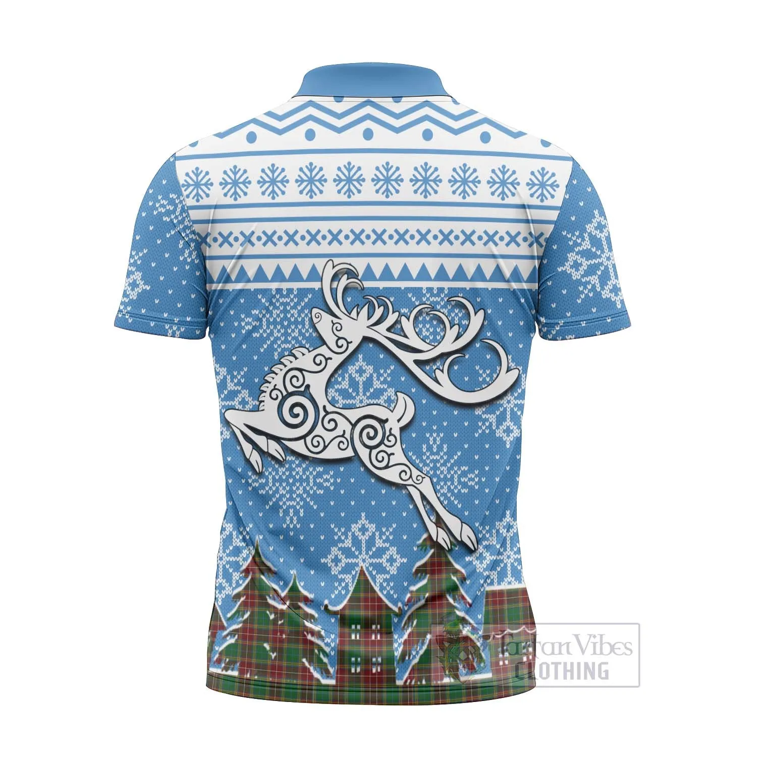 Baxter Clan Christmas Zipper Polo Shirt Celtic Reindeer Style