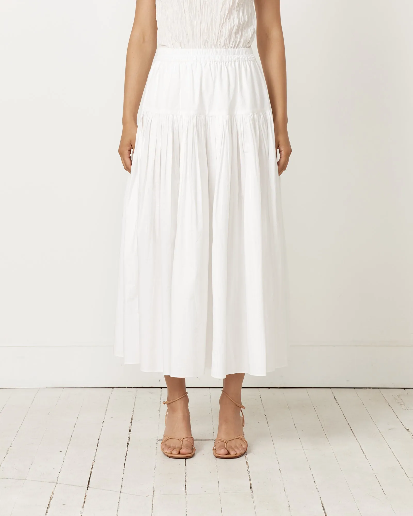 Bayeux Yoke Maxi Skirt in Chalk